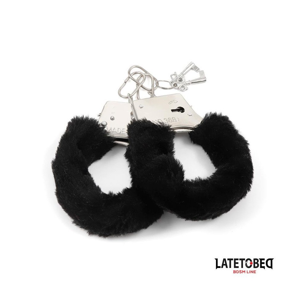 Esposas de Metal Furry con Pelo Negro
