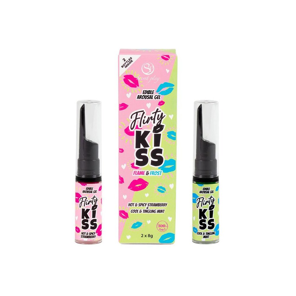Flirty Kiss Geles para Sexo Oral Fresa y Menta 2x8gr
