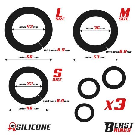 Set de 3 Anillos para el Pene Silicona S M y L