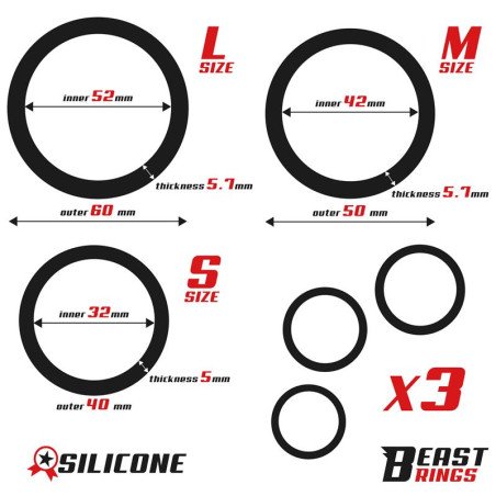 Set de 3 Anillos para el Pene Silicona S M y L