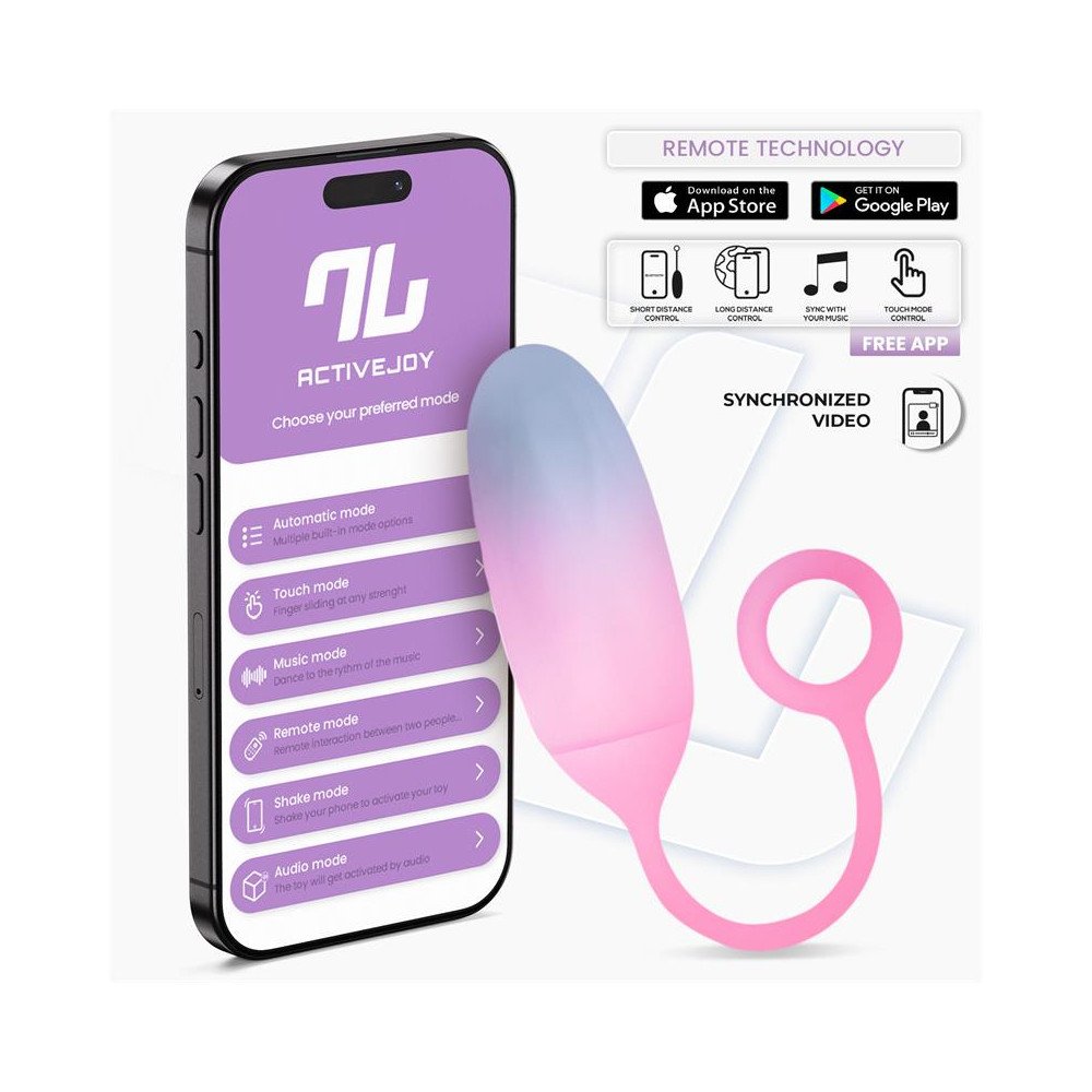 Huevo Silicona Doble Capa con APP Azul Rosa