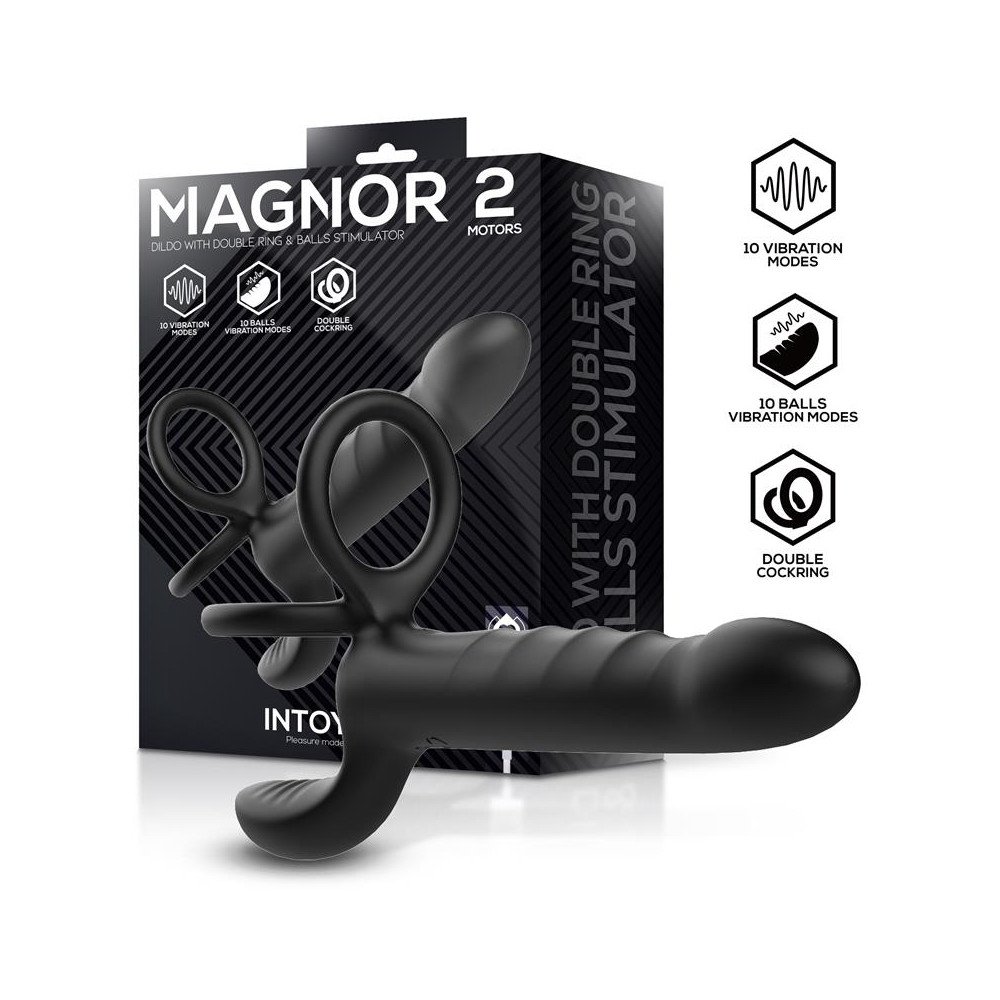 Magnor Dildo con Anillo Doble y Estimulador de Testiculos