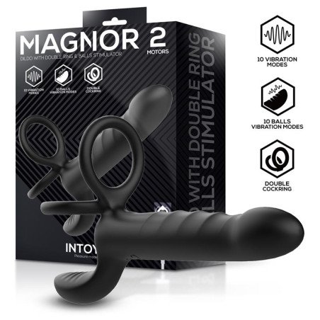 Magnor Dildo con Anillo Doble y Estimulador de Testiculos