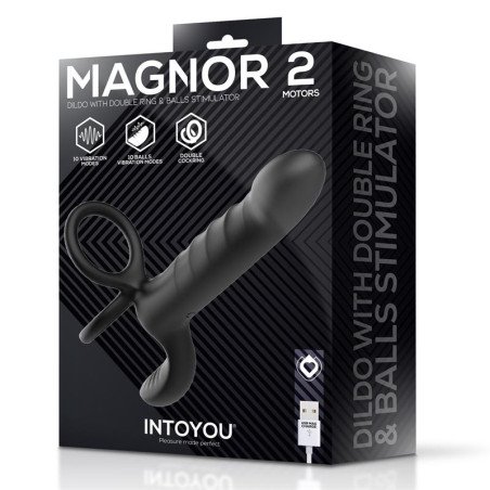 Magnor Dildo con Anillo Doble y Estimulador de Testiculos