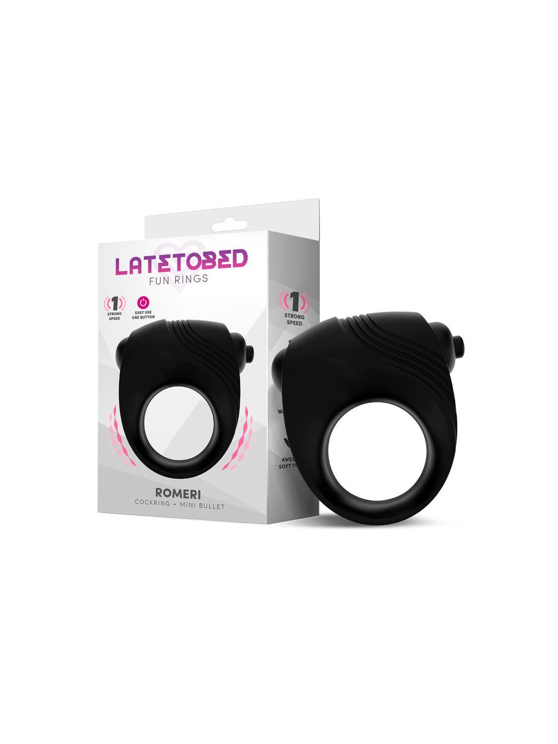 Romeri Anillo Bala Vibradora Silicona Negro