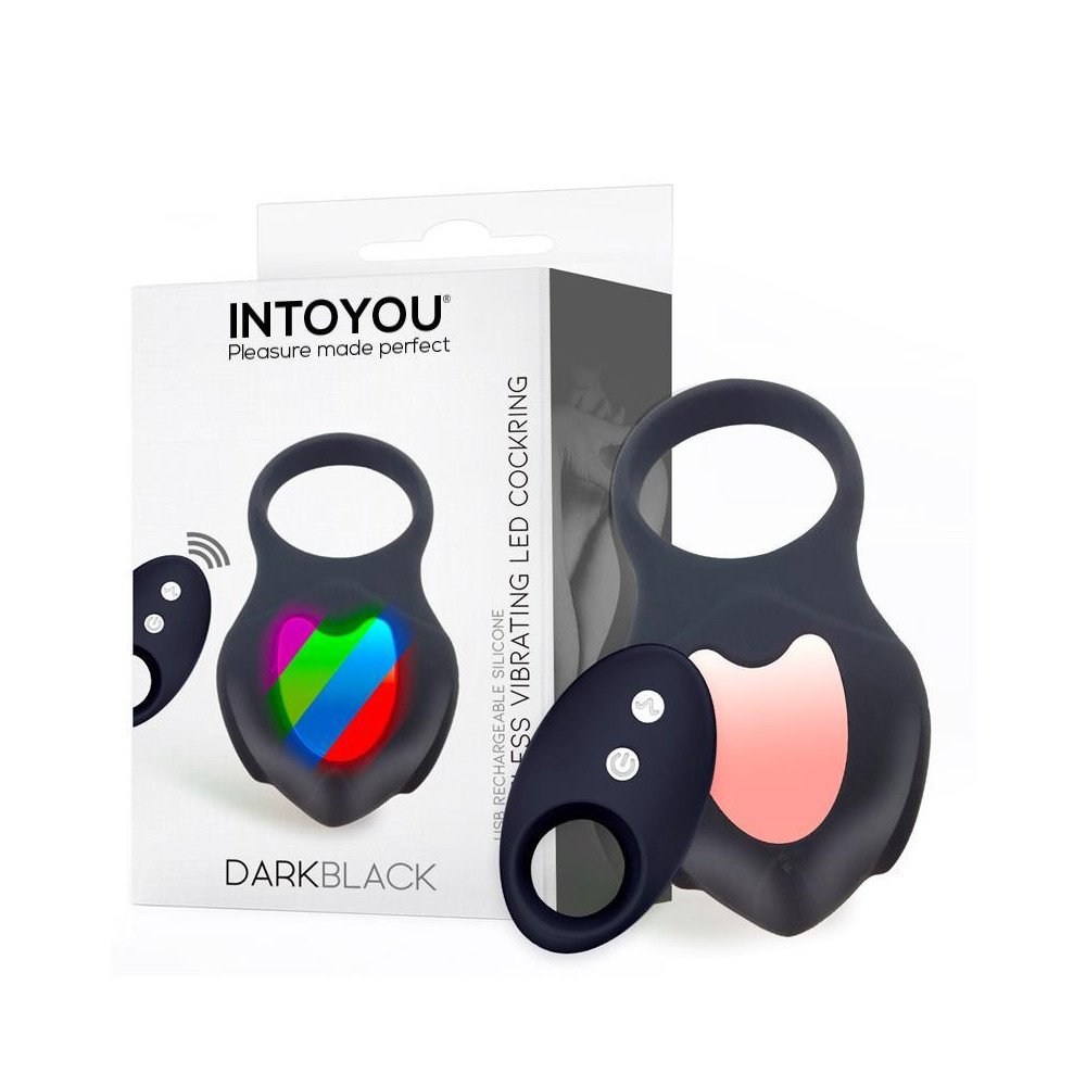 Darkblack Anillo Vibrador con Led Control Remoto USB Silicona