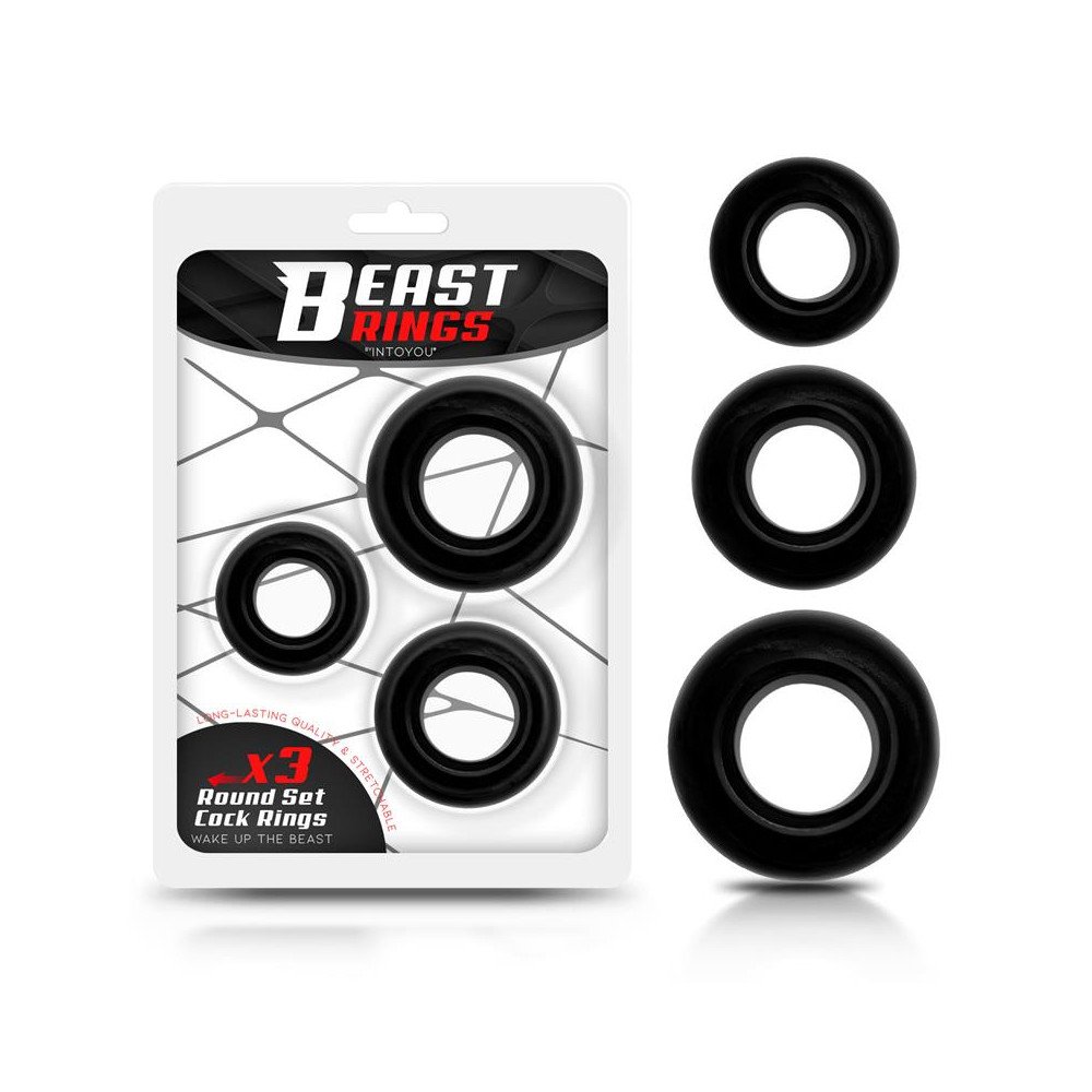 Set 3 Anillos para el Pene Flexibles Negros
