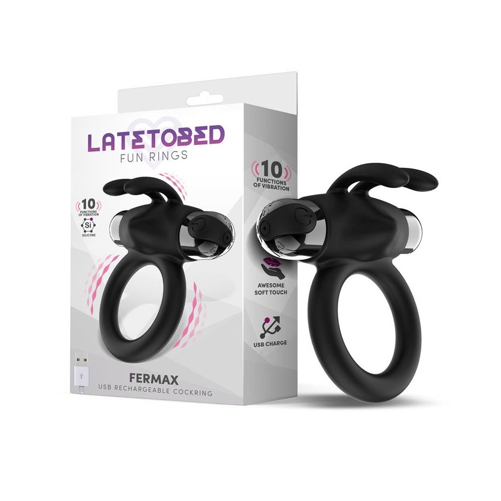 Fermax Anillo Vibrador con Conejito USB Silicona Negro