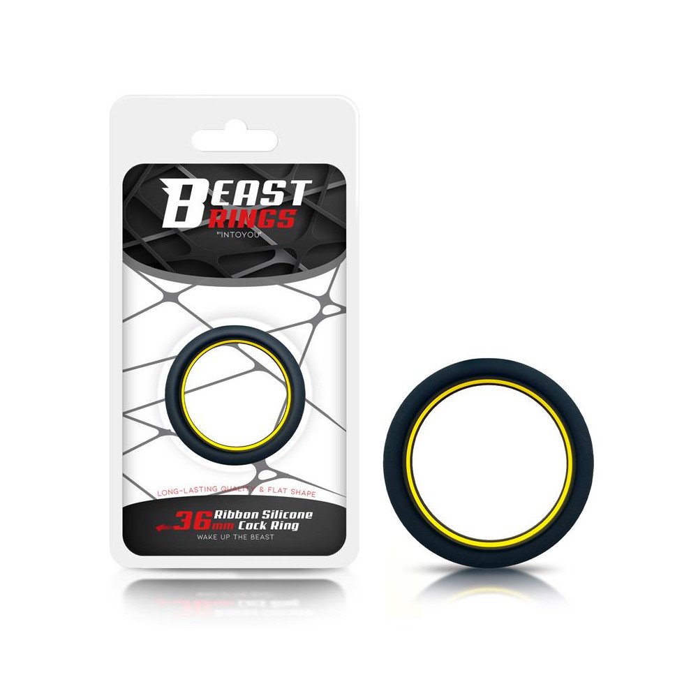 Anillo para el Pene 100 Silicona Solida 36 cm Amarillo y Negro