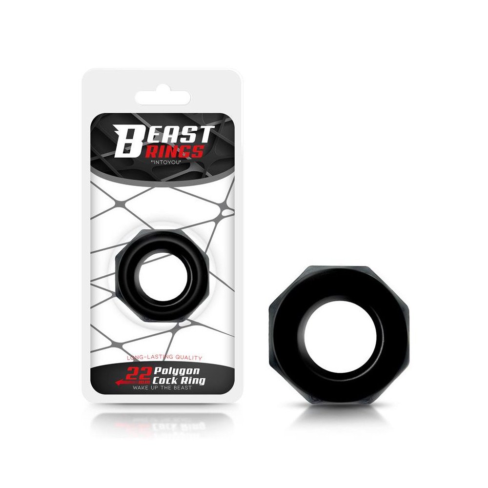 Anillo para el Pene Poligonal Super Flexible 22 cm Negro