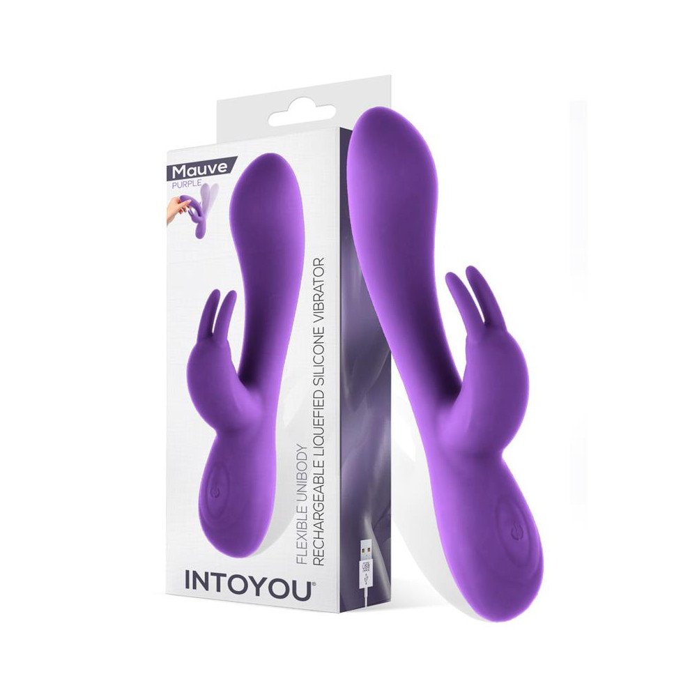 Mauve Vibrador Unibody Silicona Liquida USB Purpura