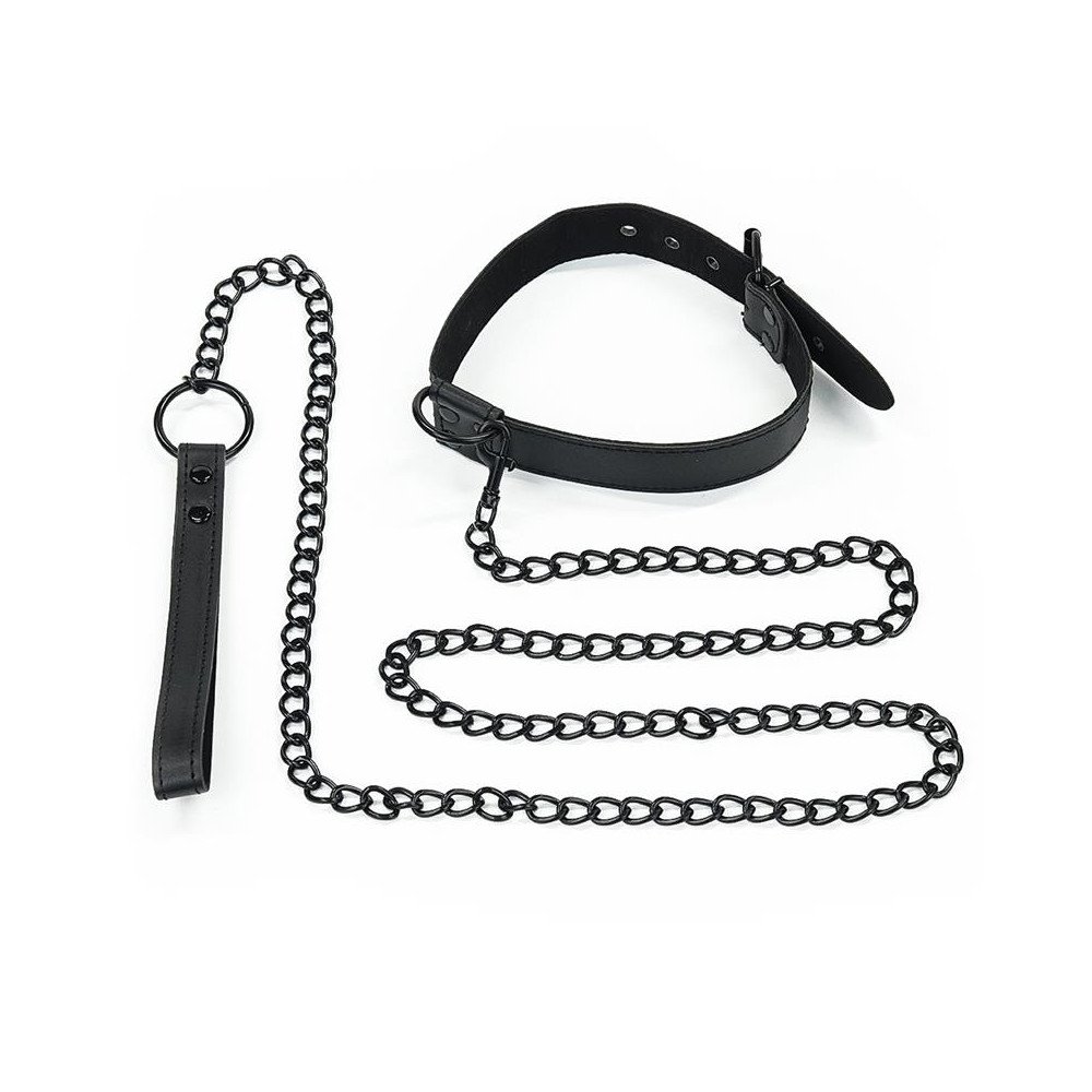 Collar con Correa Negro Mate