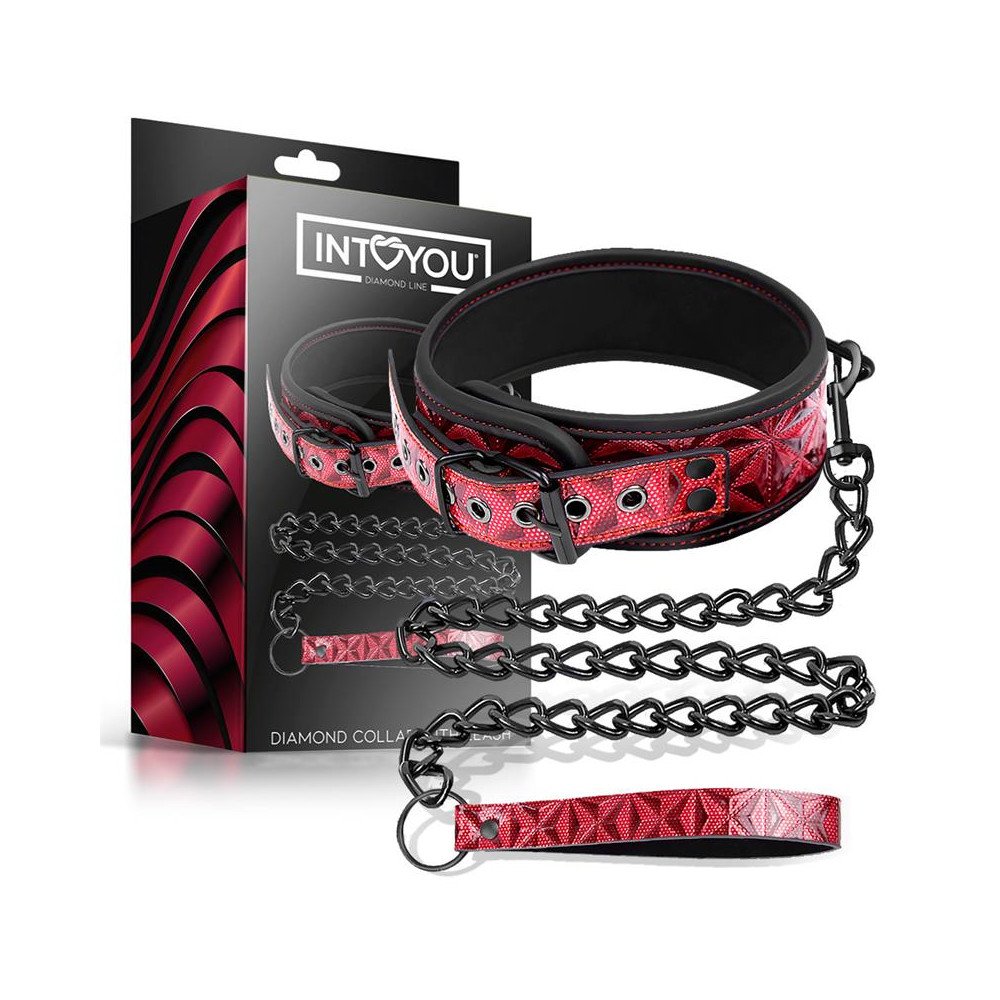 Collar con Correa Ajustable Diamond Cuero Vegano
