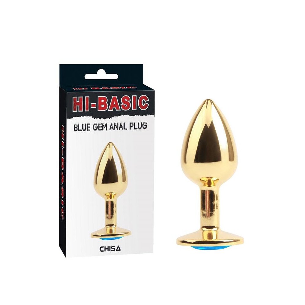 Plug Anal Dorado con Gema Azul
