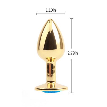 Plug Anal Dorado con Gema Azul