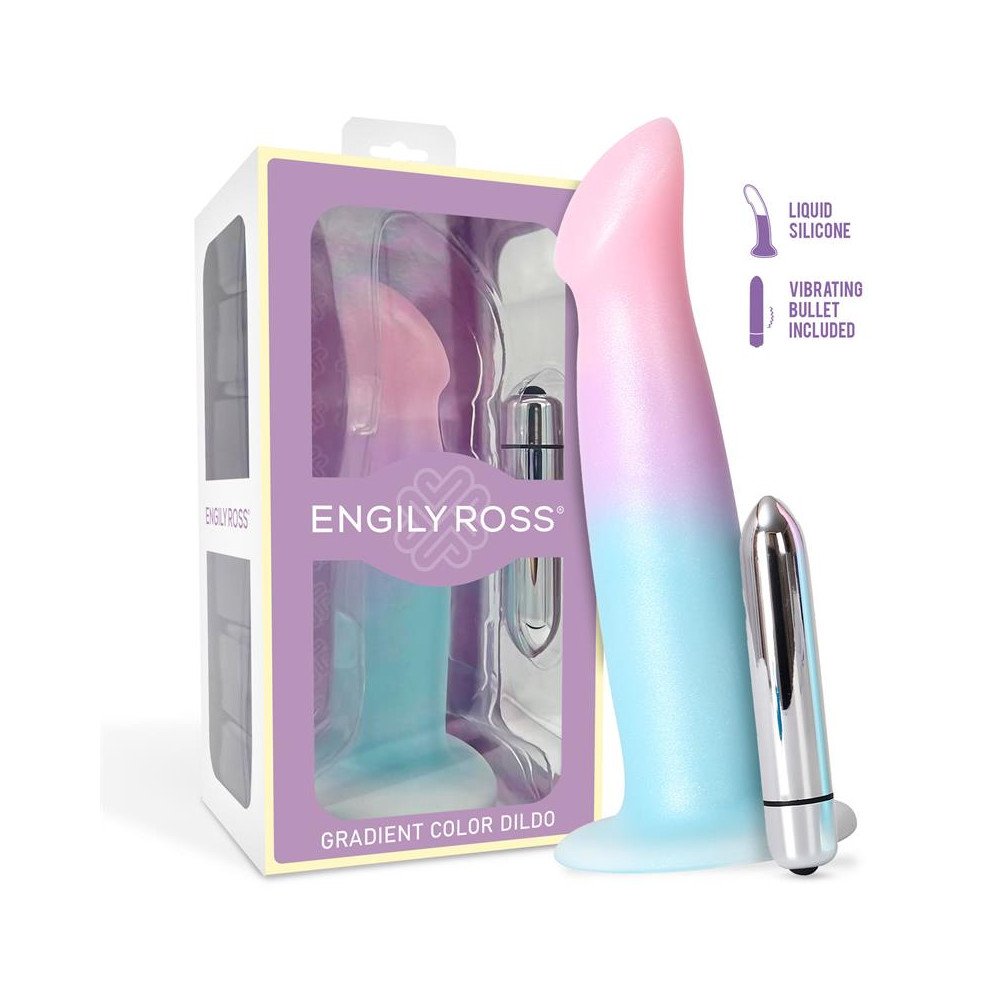 Dildo con Vibracion y Ventosa Color Degradado 17 cm