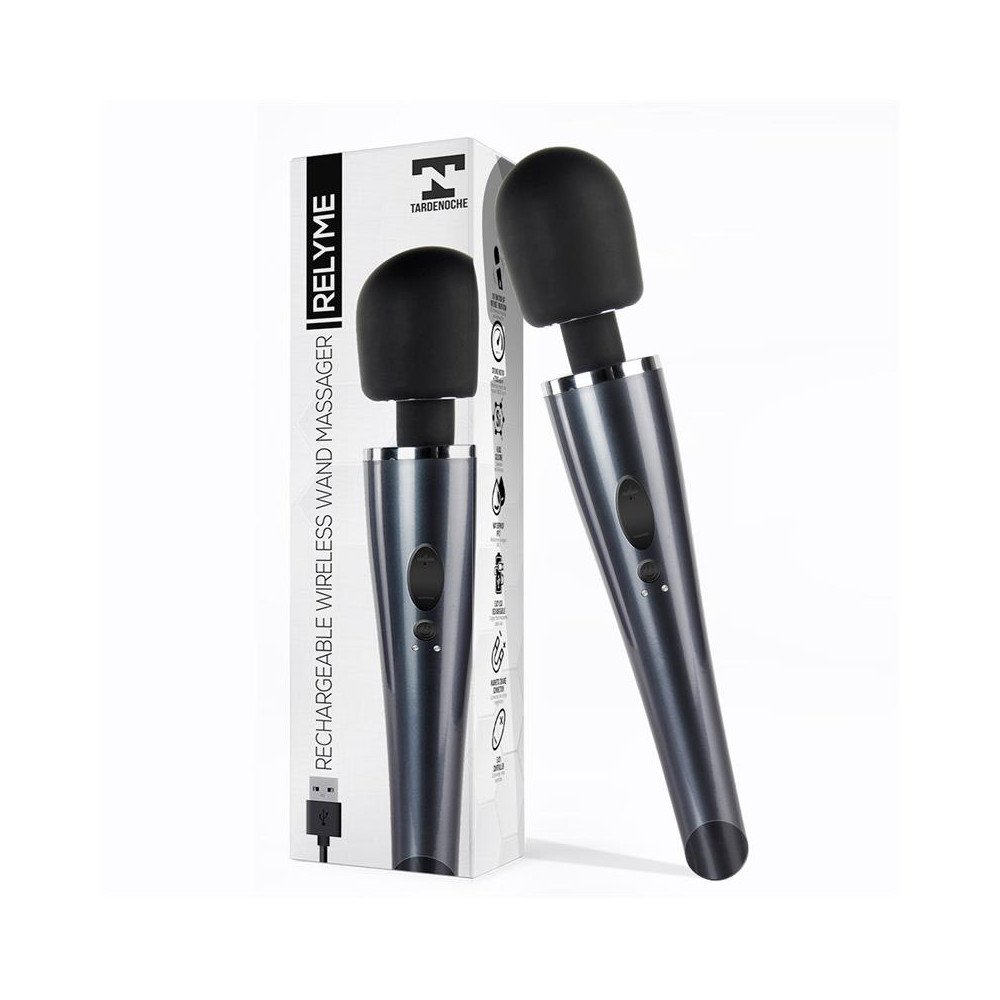 Wand Massager Relyme USB Silicone Black